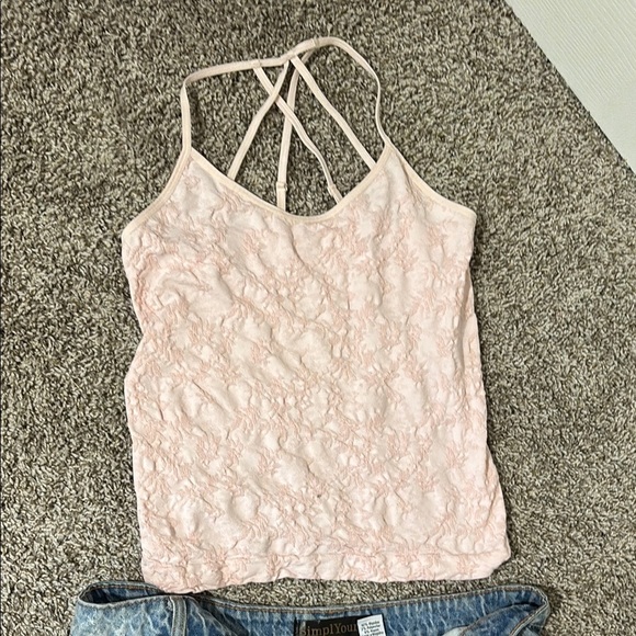 Anthropologie light pink scrunch tank top - Picture 7 of 8